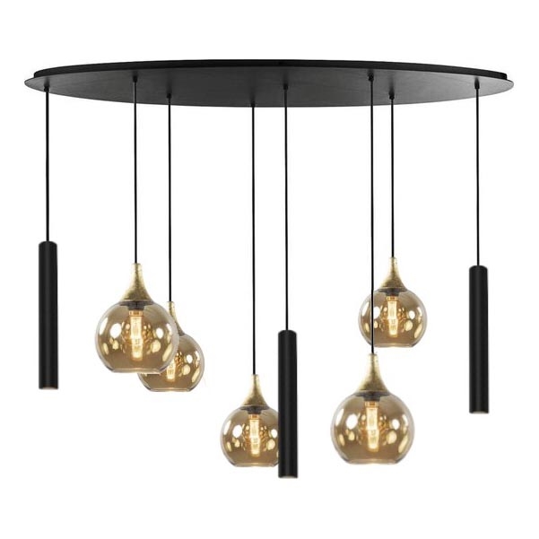 Lámpara colgante CALYPSO 3xGU10/60W/230V + 5xE27/60W negro/dorado
