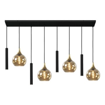 Lámpara colgante CALYPSO 4xGU10/60W/230V + 4xE27/60W negro/dorado