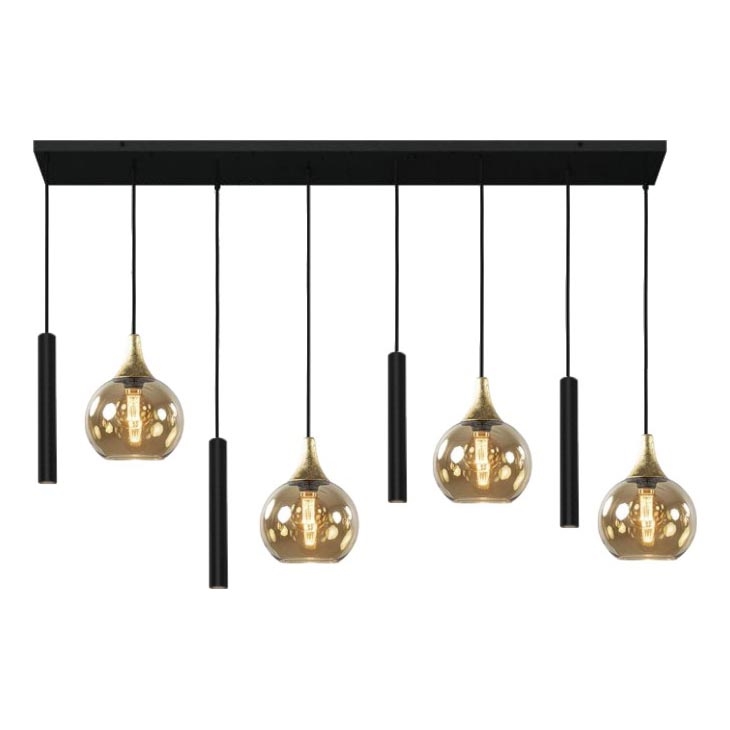 Lámpara colgante CALYPSO 4xGU10/60W/230V + 4xE27/60W negro/dorado