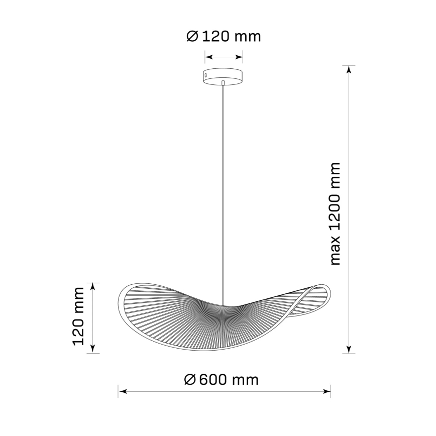 Lámpara colgante CAPRI 1xE27/20W/230V diá. 60 cm bambú