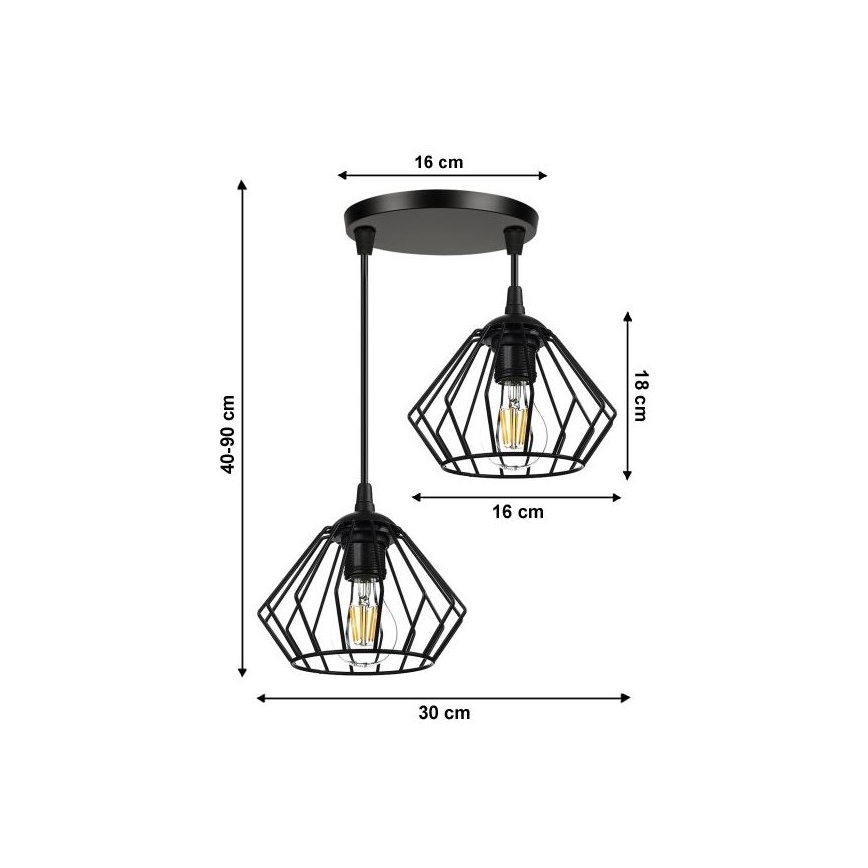 Lámpara colgante CEED 2xE27/60W/230V