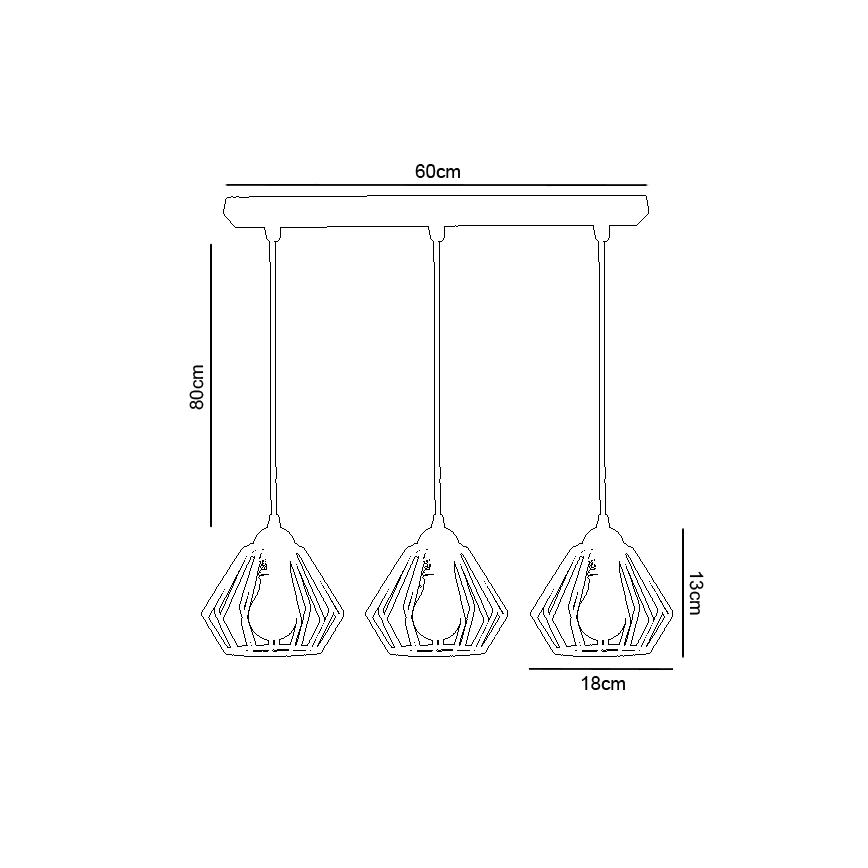 Lámpara colgante CEED 3xE27/60W/230V blanco