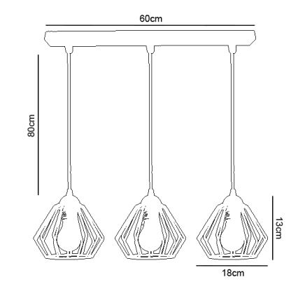 Lámpara colgante CEED 3xE27/60W/230V gris