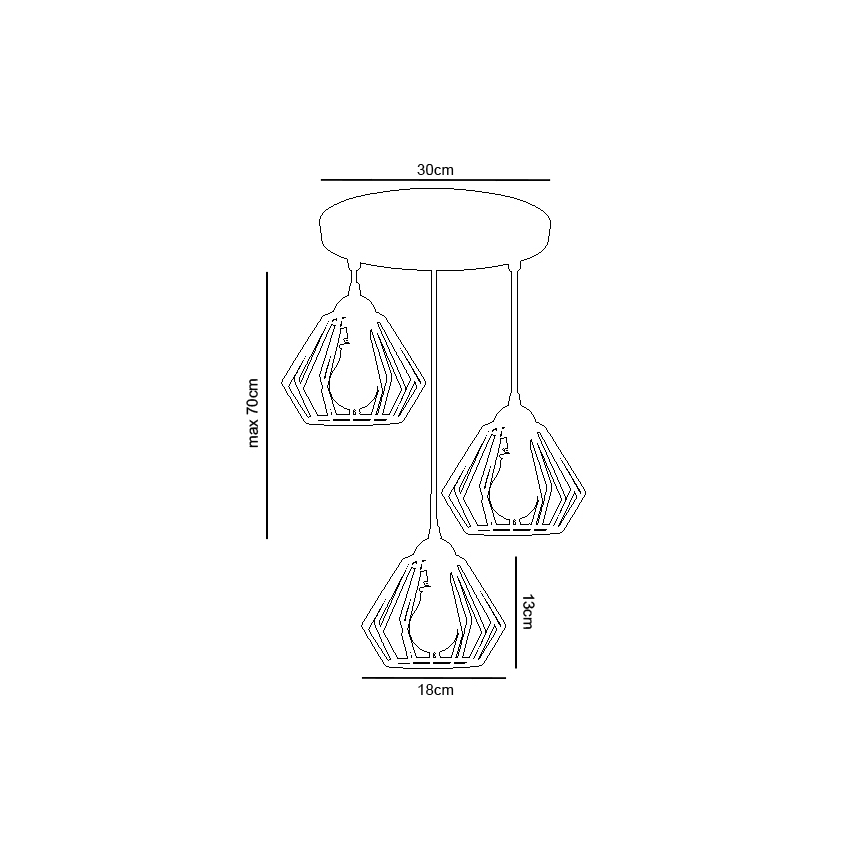 Lámpara colgante CEED 3xE27/60W/230V gris