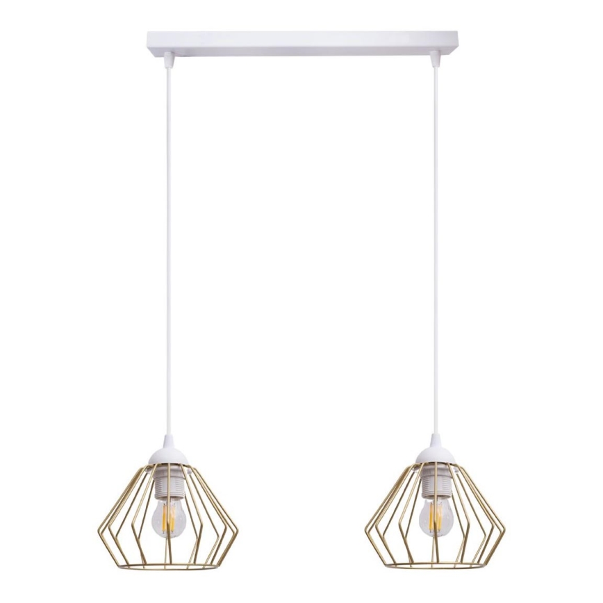 Lámpara colgante CEED GOLD 2xE27/60W/230V blanco/dorado