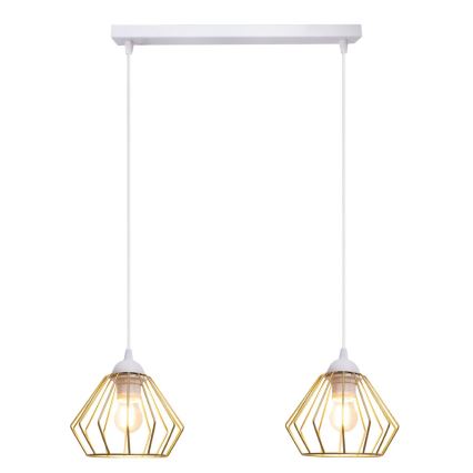 Lámpara colgante CEED GOLD 2xE27/60W/230V blanco/dorado