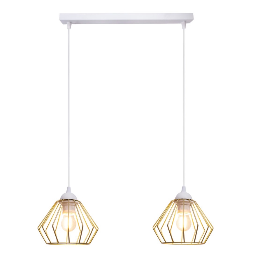 Lámpara colgante CEED GOLD 2xE27/60W/230V blanco/dorado