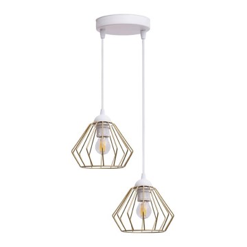 Lámpara colgante CEED GOLD 2xE27/60W/230V diá. 28 cm blanco/dorado