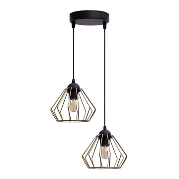 Lámpara colgante CEED GOLD 2xE27/60W/230V diá. 28 cm negro/dorado