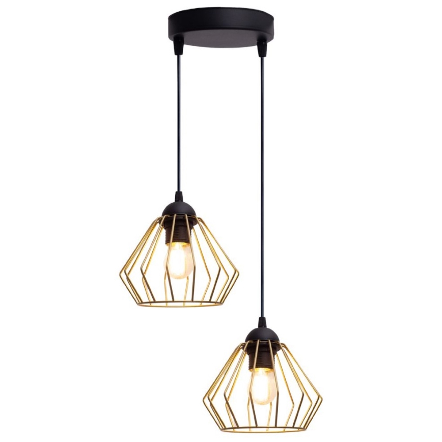 Lámpara colgante CEED GOLD 2xE27/60W/230V diá. 28 cm negro/dorado