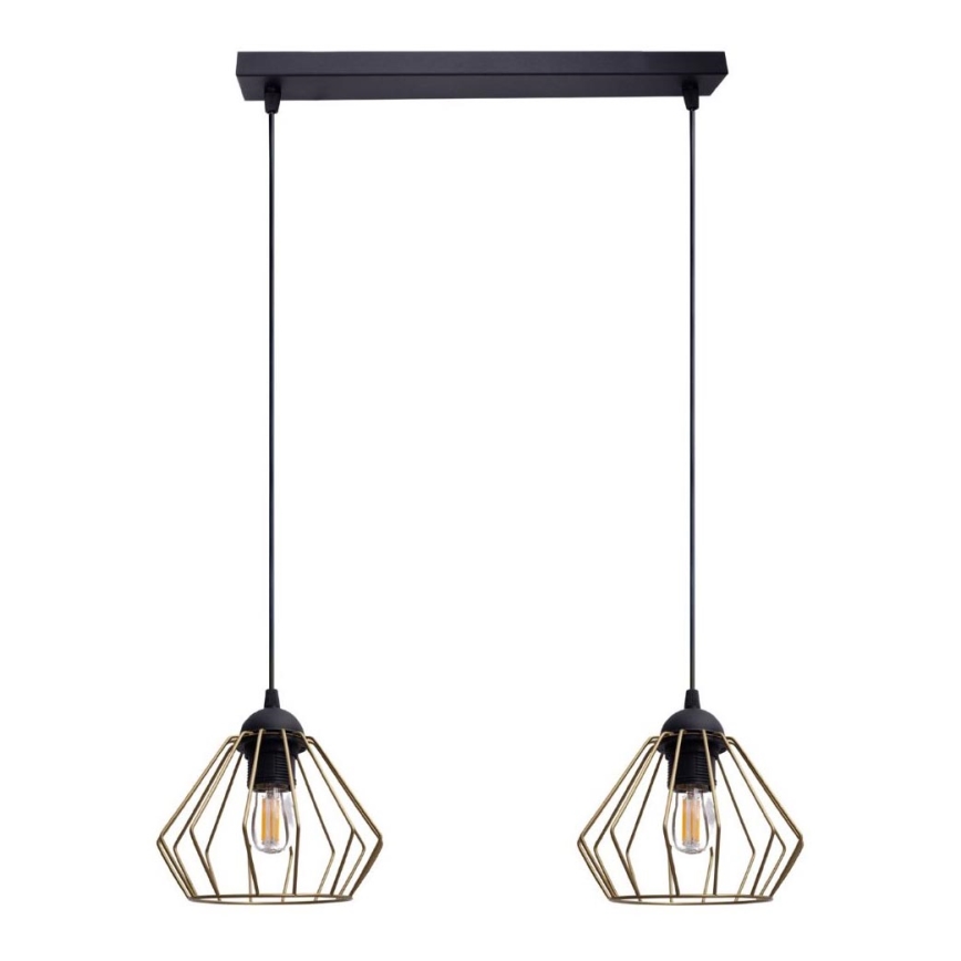 Lámpara colgante CEED GOLD 2xE27/60W/230V negro/dorado