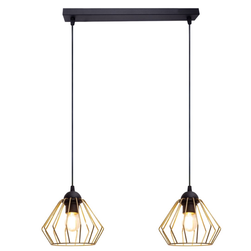 Lámpara colgante CEED GOLD 2xE27/60W/230V negro/dorado