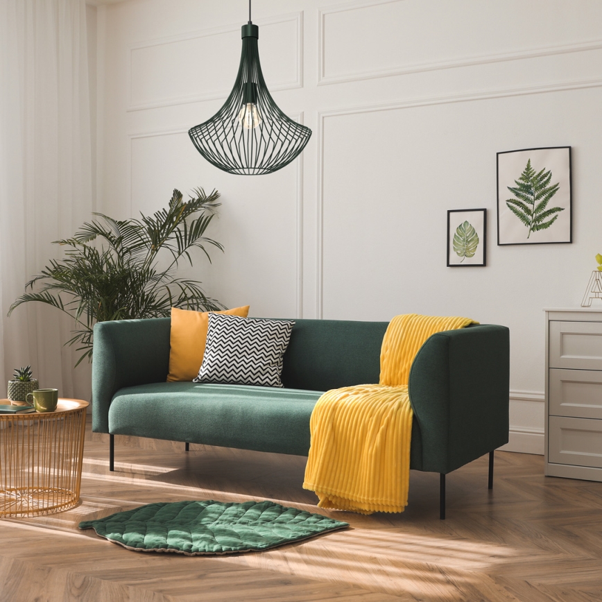 Lámpara colgante CESTA 1xE27/60W/230V verde