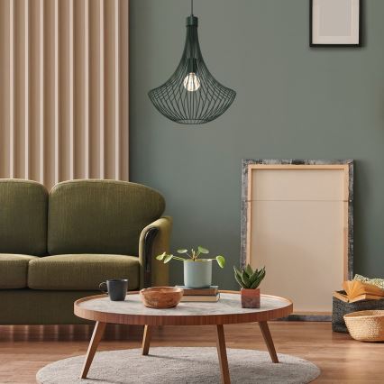 Lámpara colgante CESTA 1xE27/60W/230V verde
