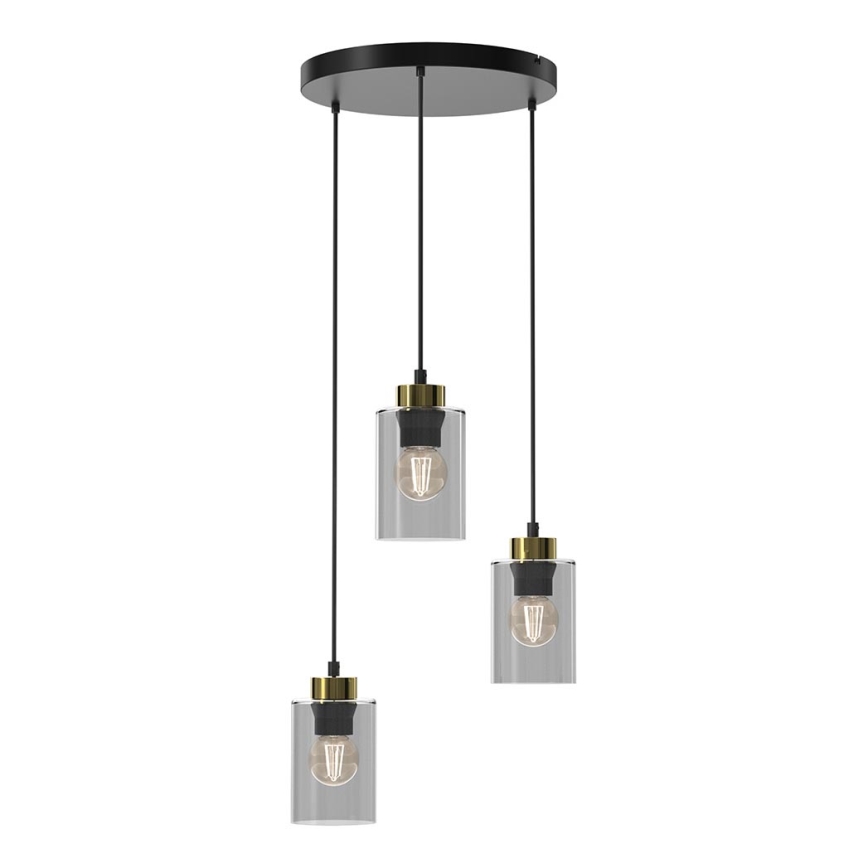 Lámpara colgante CHIC 3xE27/60W/230V negro/gris