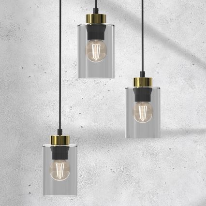 Lámpara colgante CHIC 3xE27/60W/230V negro/gris
