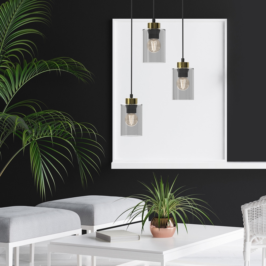 Lámpara colgante CHIC 3xE27/60W/230V negro/gris