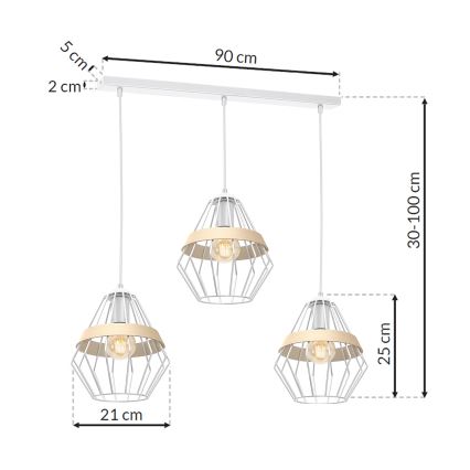 Lámpara colgante CLIF 3xE27/60W/230V