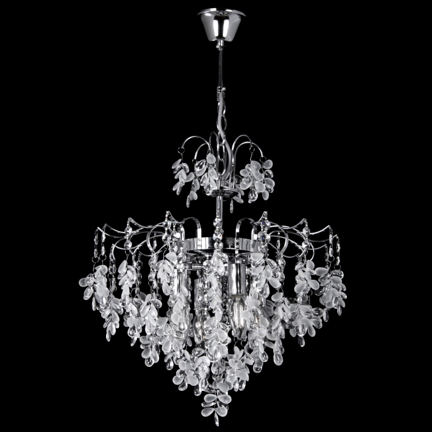 Lámpara colgante con cadena 4xE14/60W/230V diá. 40 cm cromo brillante