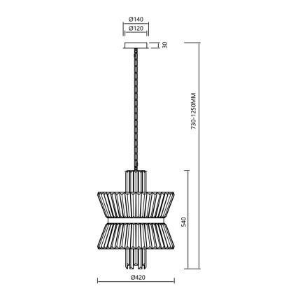 Lámpara colgante con cadena AURELIA 8xE14/40W/230V cromo