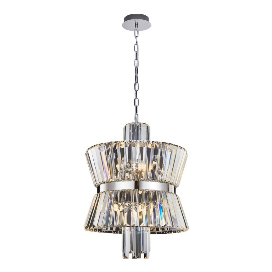 Lámpara colgante con cadena AURELIA 8xE14/40W/230V cromo mate