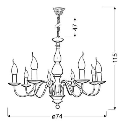 Lámpara colgante con cadena BELLAGIO 8xE14/40W/230V