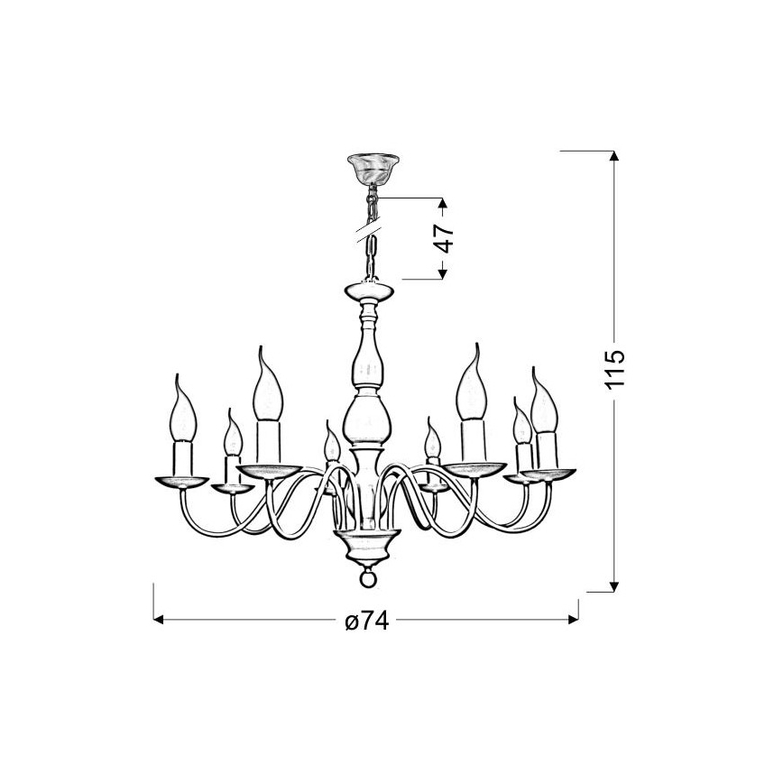 Lámpara colgante con cadena BELLAGIO 8xE14/40W/230V