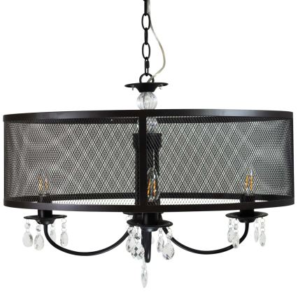 Lámpara colgante con cadena BRESSO 4xE14/12W/230V negro