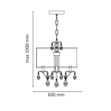 Lámpara colgante con cadena BRESSO 4xE14/12W/230V negro