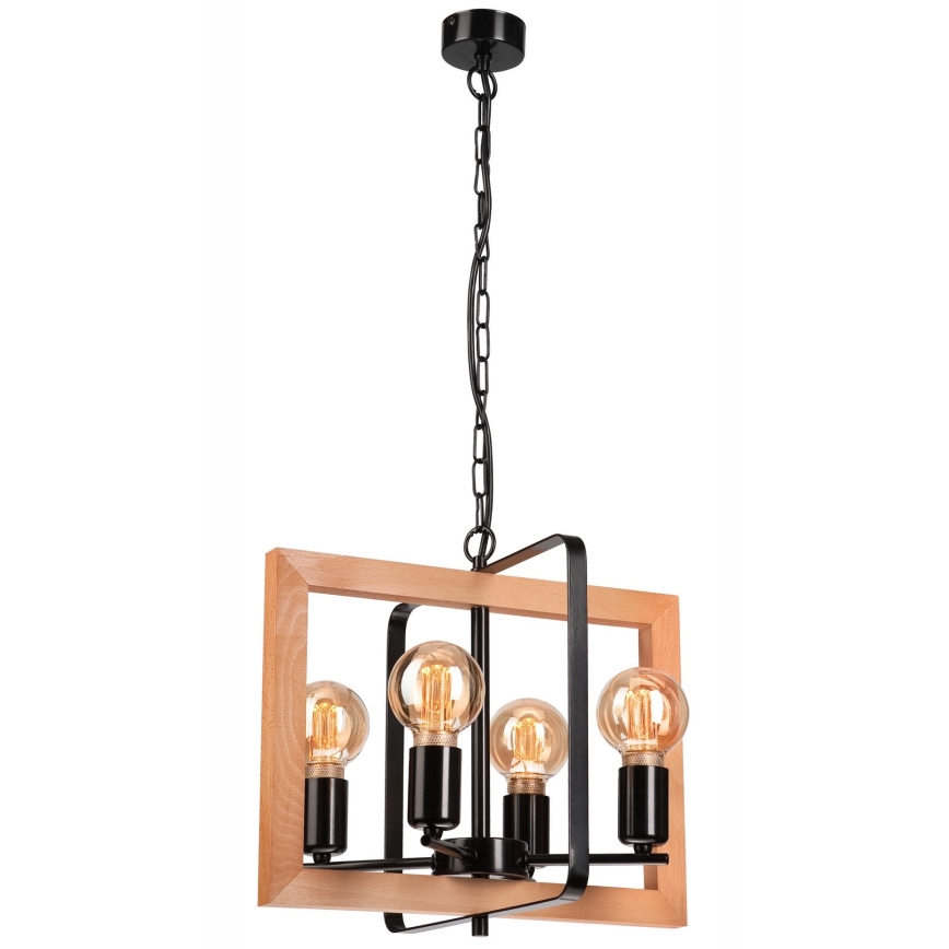 Lámpara colgante con cadena CEDRIC 4xE27/60W/230V haya/marrón
