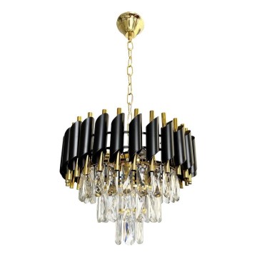 Lámpara colgante con cadena CRISTAL 5xE14/40W/230V dorado/negro