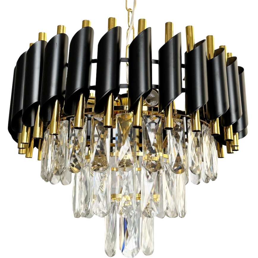 Lámpara colgante con cadena CRISTAL 5xE14/40W/230V dorado/negro