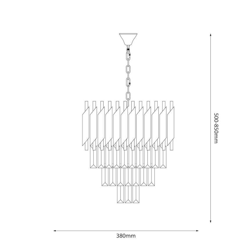 Lámpara colgante con cadena CRISTAL 5xE14/40W/230V dorado/negro