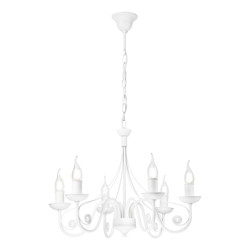 Lámpara colgante con cadena DONATO 6xE14/40W/230V blanco