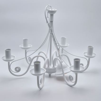 Lámpara colgante con cadena DONATO 6xE14/40W/230V blanco