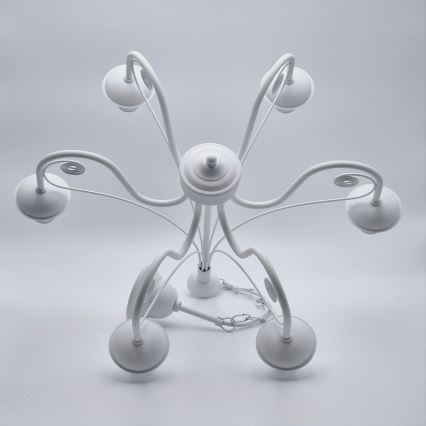 Lámpara colgante con cadena DONATO 6xE14/40W/230V blanco