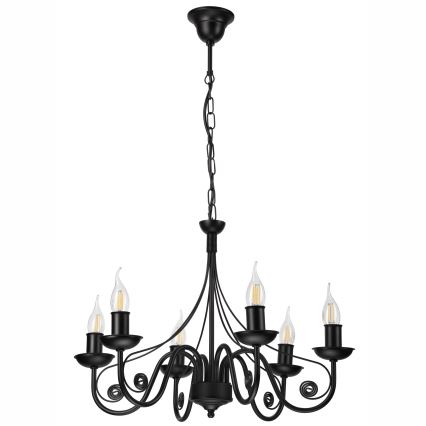 Lámpara colgante con cadena DONATO 6xE14/40W/230V negro