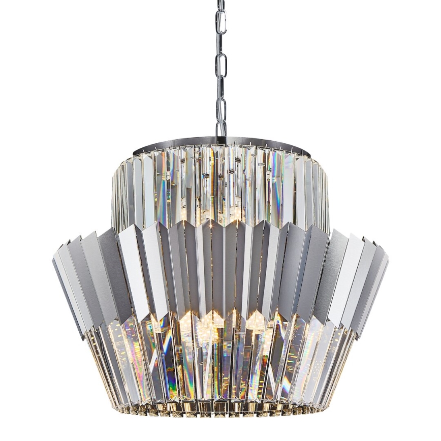 Lámpara colgante con cadena DONNA 12xE14/40W/230V diá. 55 cm cromo mate