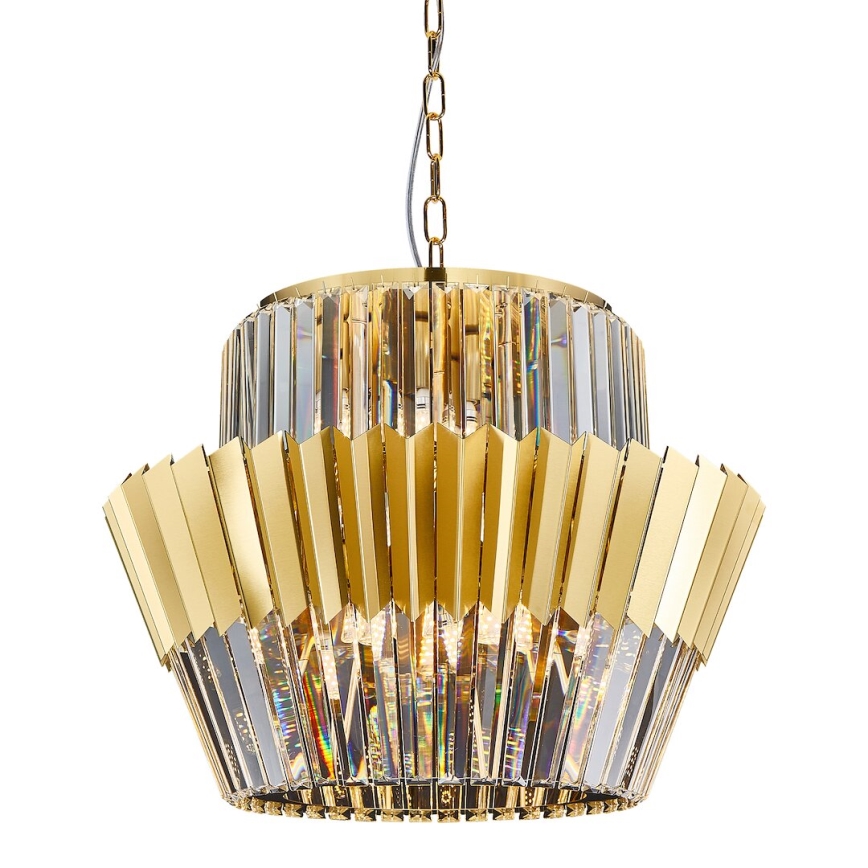 Lámpara colgante con cadena DONNA 12xE14/40W/230V diá. 55 cm dorado