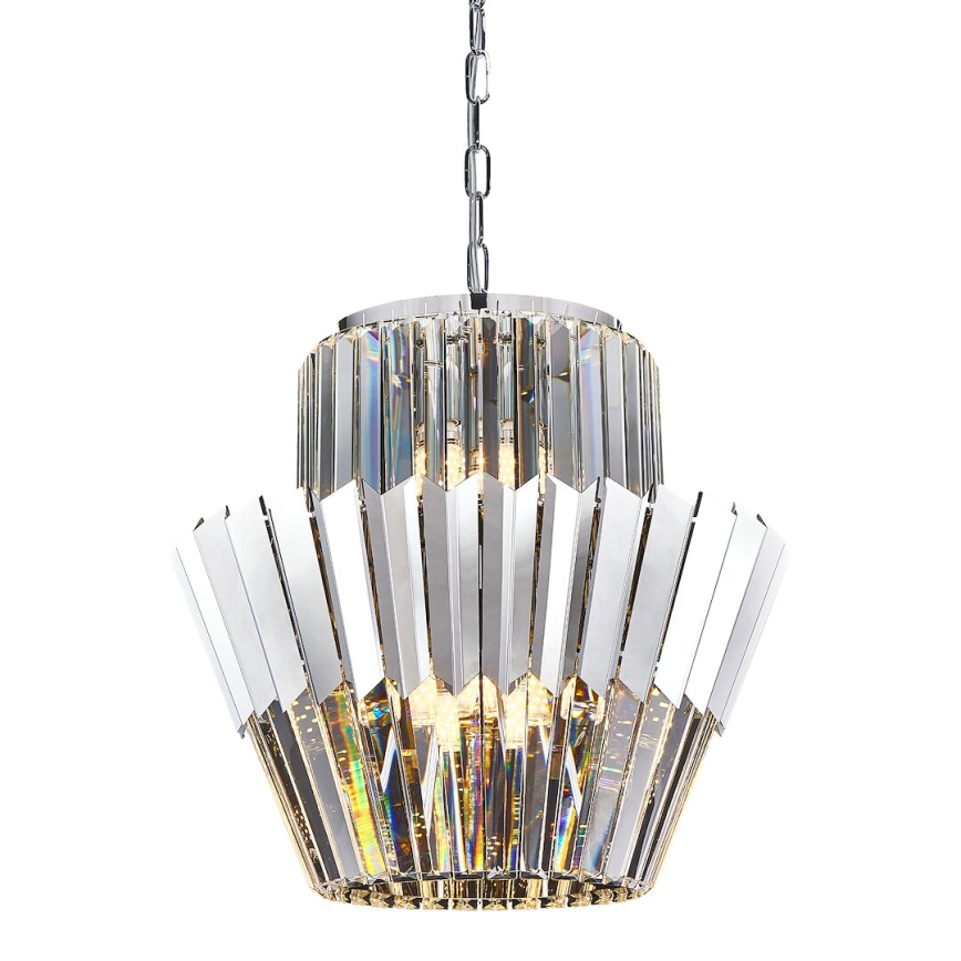 Lámpara colgante con cadena DONNA 9xE14/40W/230V diá. 45 cm cromo mate