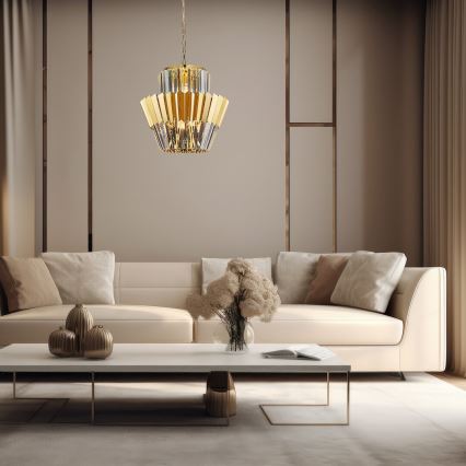 Lámpara colgante con cadena DONNA 9xE14/40W/230V diá. 45 cm dorado