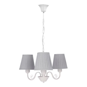 Lámpara colgante con cadena FIREZ 3xE27/40W/230V blanco/gris