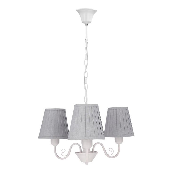 Lámpara colgante con cadena FIREZ 3xE27/40W/230V blanco/gris