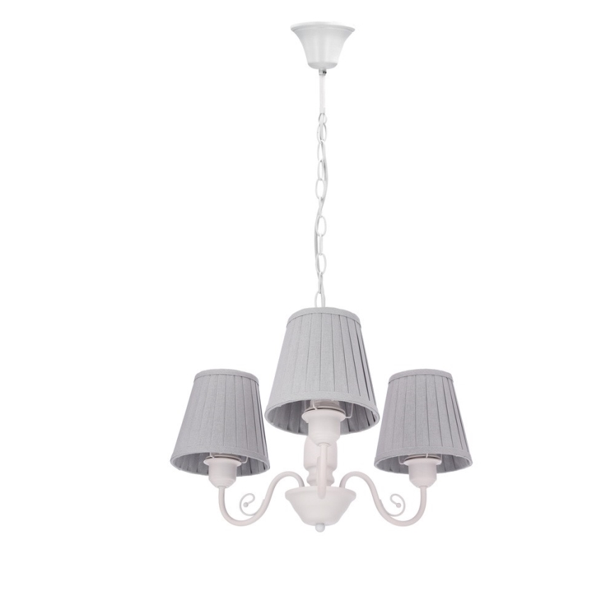 Lámpara colgante con cadena FIREZ 3xE27/40W/230V blanco/gris