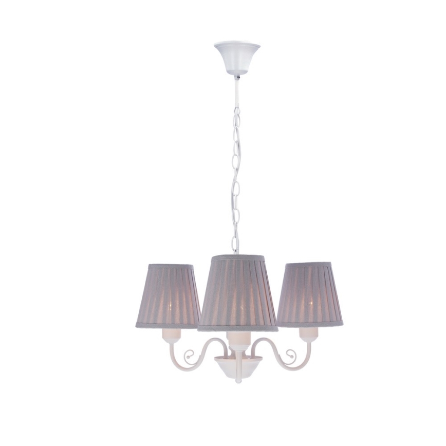Lámpara colgante con cadena FIREZ 3xE27/40W/230V blanco/gris