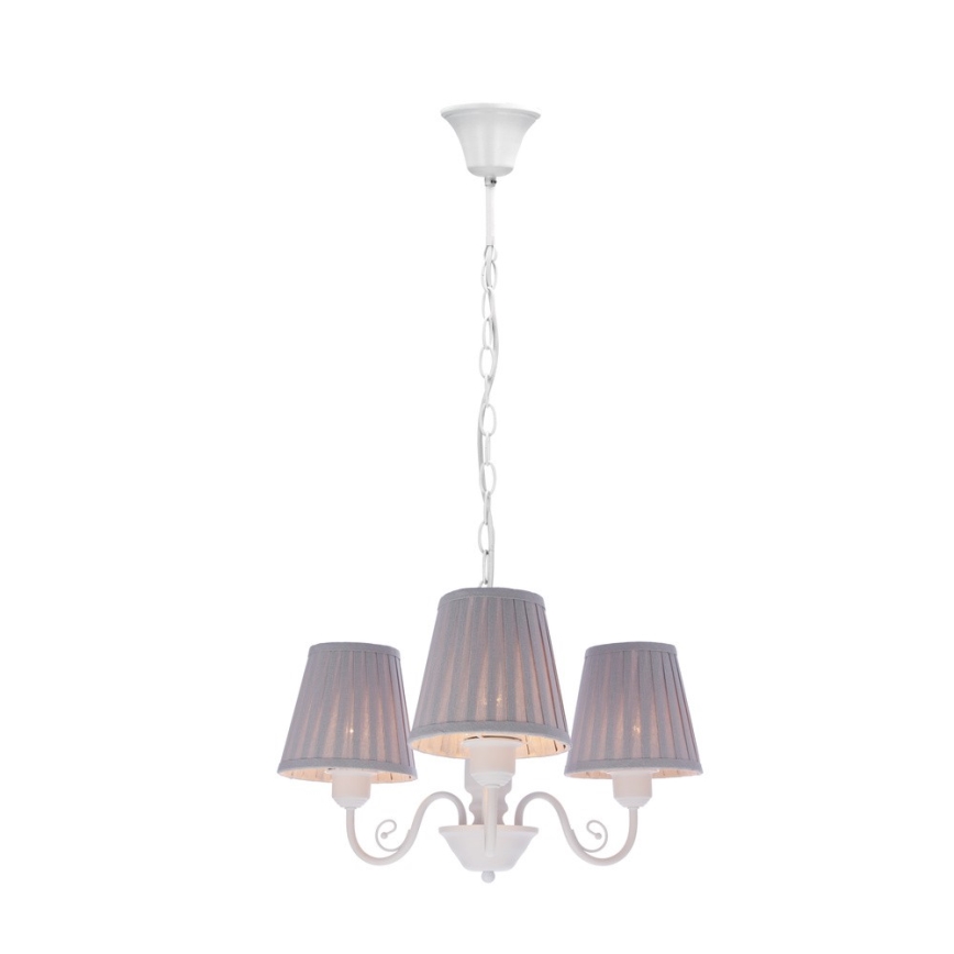 Lámpara colgante con cadena FIREZ 3xE27/40W/230V blanco/gris