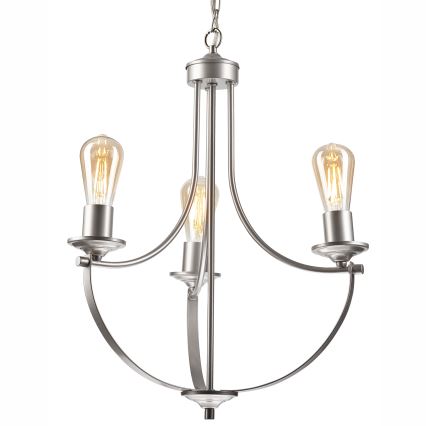 Lámpara colgante con cadena GINA 3xE27/60W/230V cromo mate