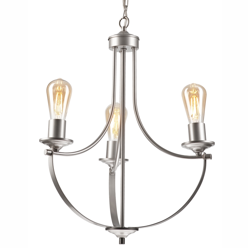 Lámpara colgante con cadena GINA 3xE27/60W/230V cromo mate