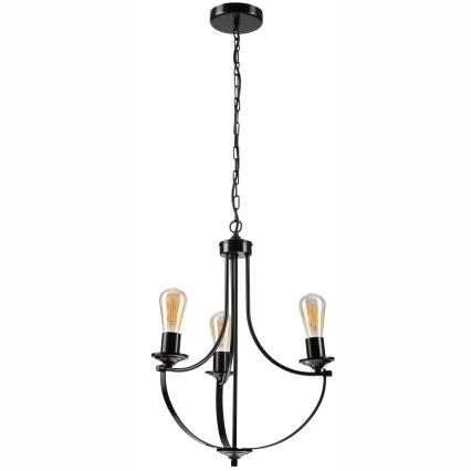 Lámpara colgante con cadena GINA 3xE27/60W/230V negro