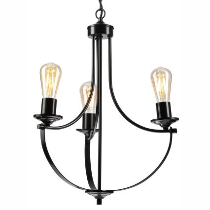 Lámpara colgante con cadena GINA 3xE27/60W/230V negro